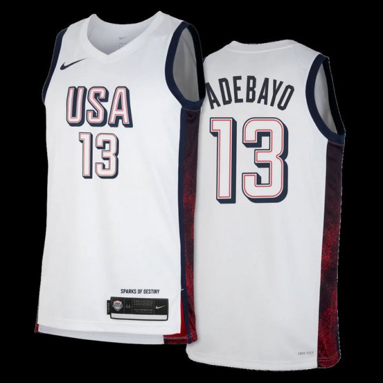 Maillot Bam Adebayo Nike 2024 USA Basketball Blanc Swingman